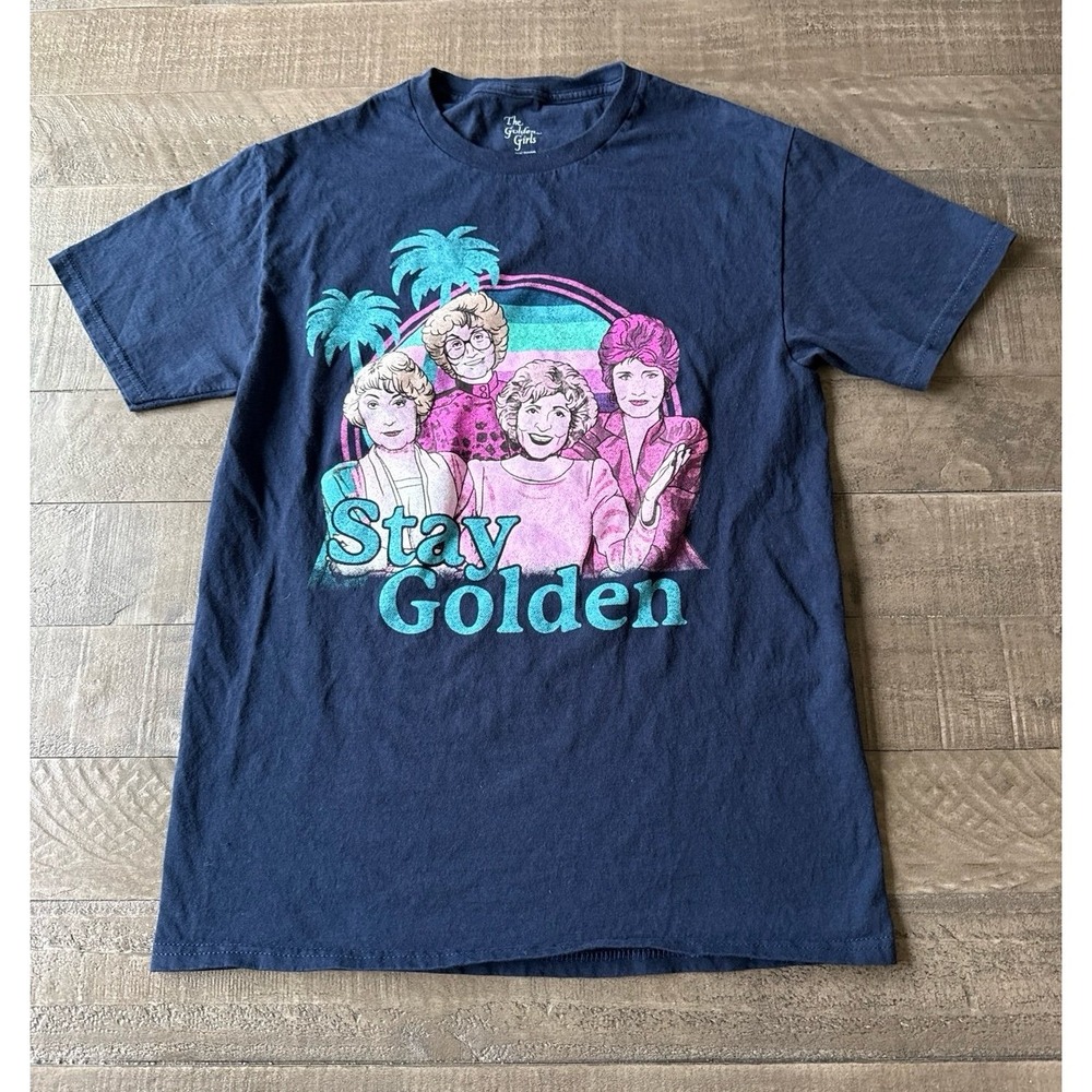 The Golden Girls Women's Navy Blue "Stay Golden" Short sleeve Tee Size Small